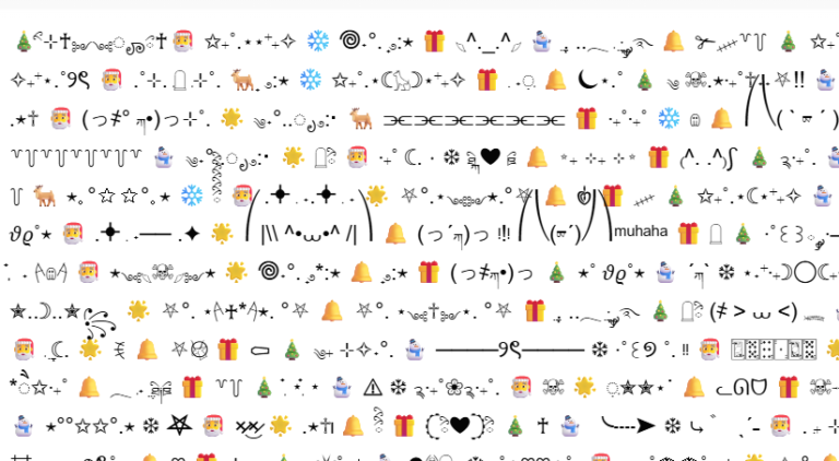 European Christmas symbols including Santa, reindeer, gifts, snowflakes, stars, cozy cottages, and kawaii winter icons arranged in a festive pattern.
