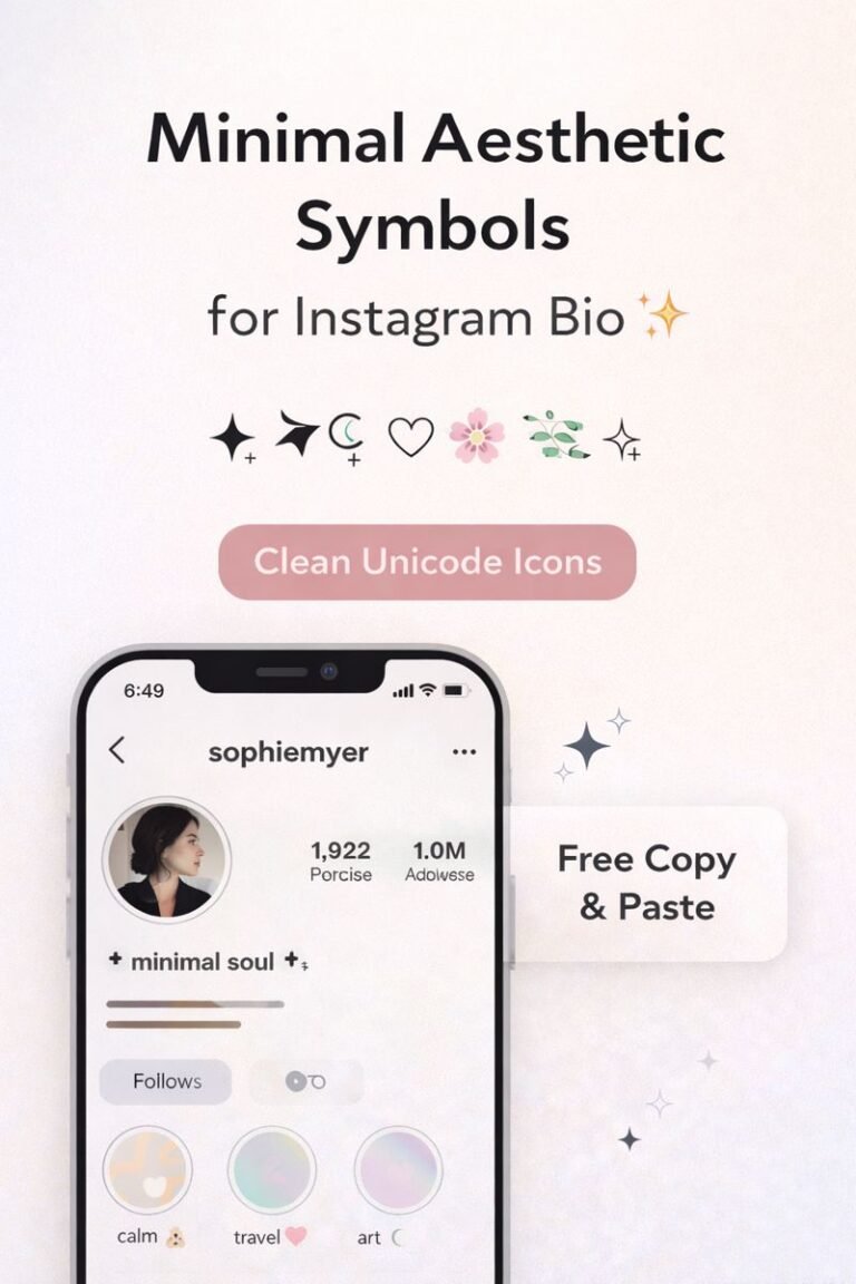 Minimal Aesthetic Symbols for Instagram Bio Copy and Paste
